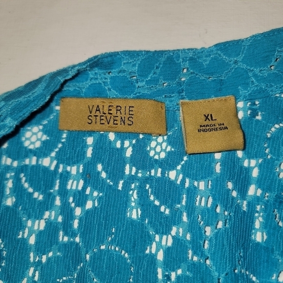 Valerie Stevens Women’s teal Blue Lace Lightweight Button Up Blouse shacket XL - Picture 11 of 12